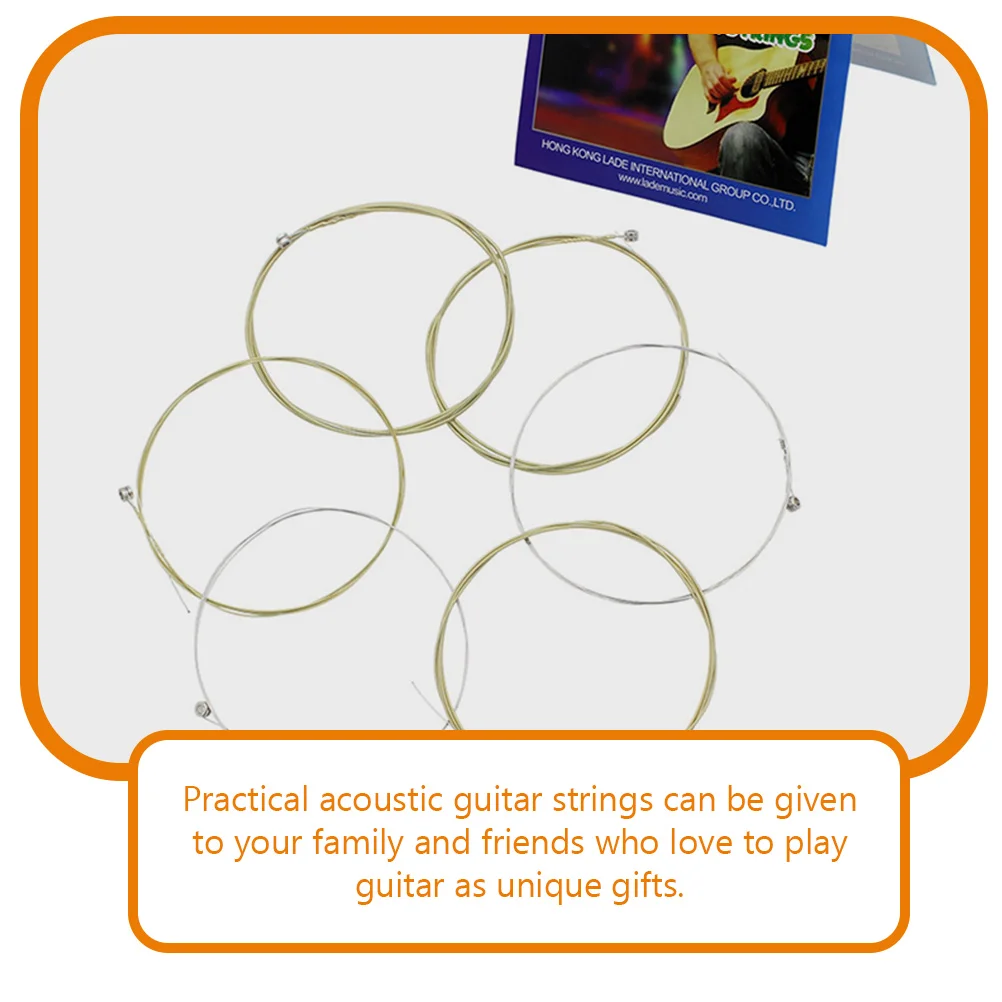 

6 Pcs Guitar Strings Acoustic Stainless Steel Folk Metal Replacement Set for Classical Guitar Accessories Strong Tone