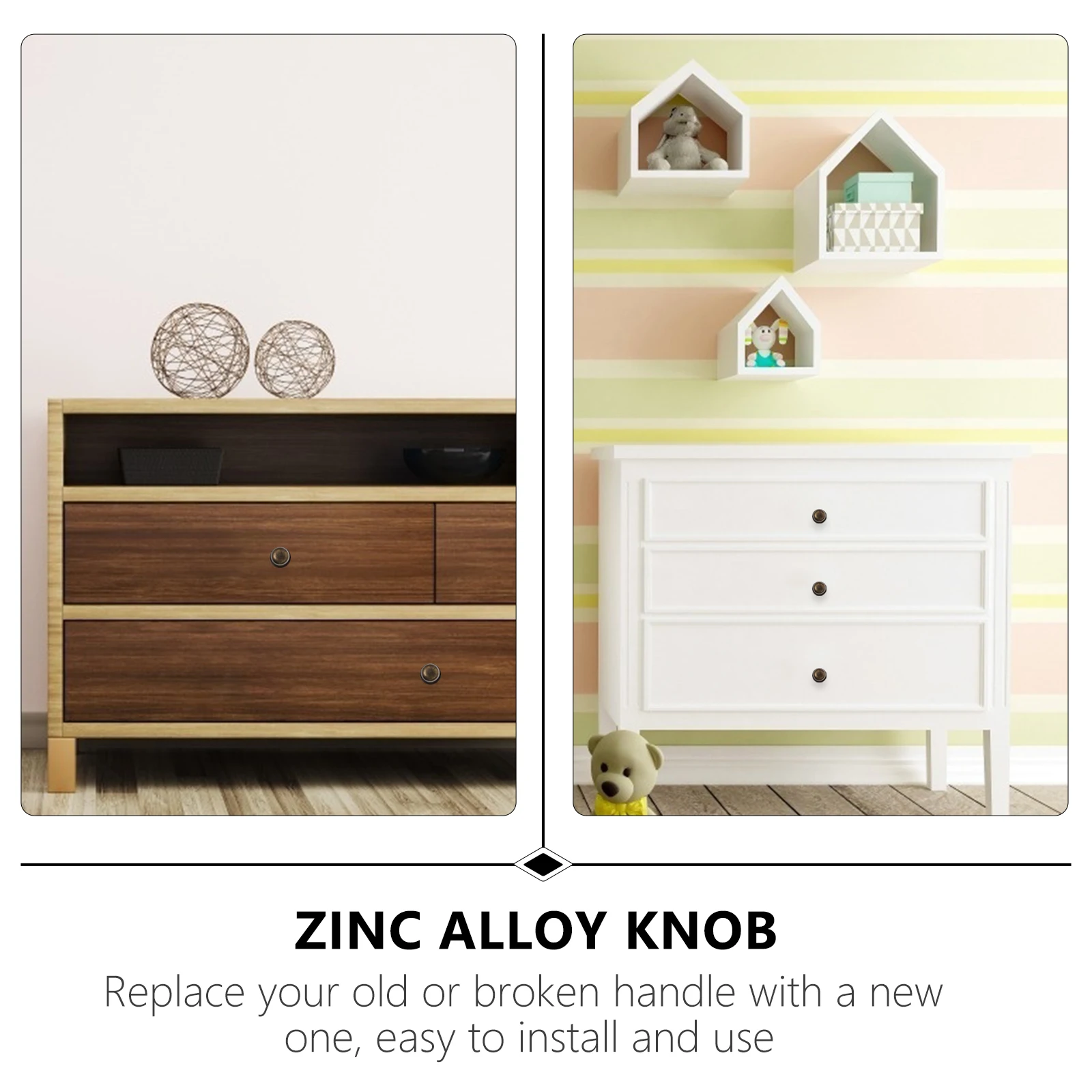 

Cabinet Door H Drawer Knobs Zinc Alloy Vintage Furniture Wardrobe Kitchen Smooth Safe Home Office Hotel Wooden