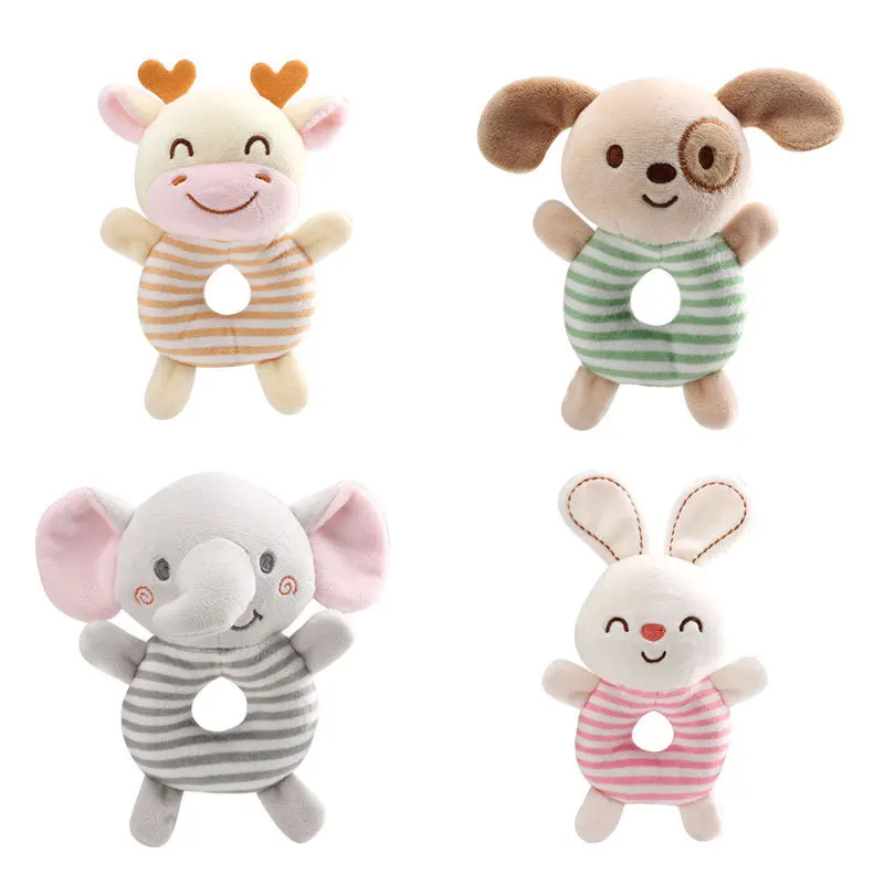 Newborn Baby Rattle Toys Cartoon Soft Animals Plush Toy Infant Hand Ring Bed Toys Baby 0-24 Months Toddler Early Educational Toy