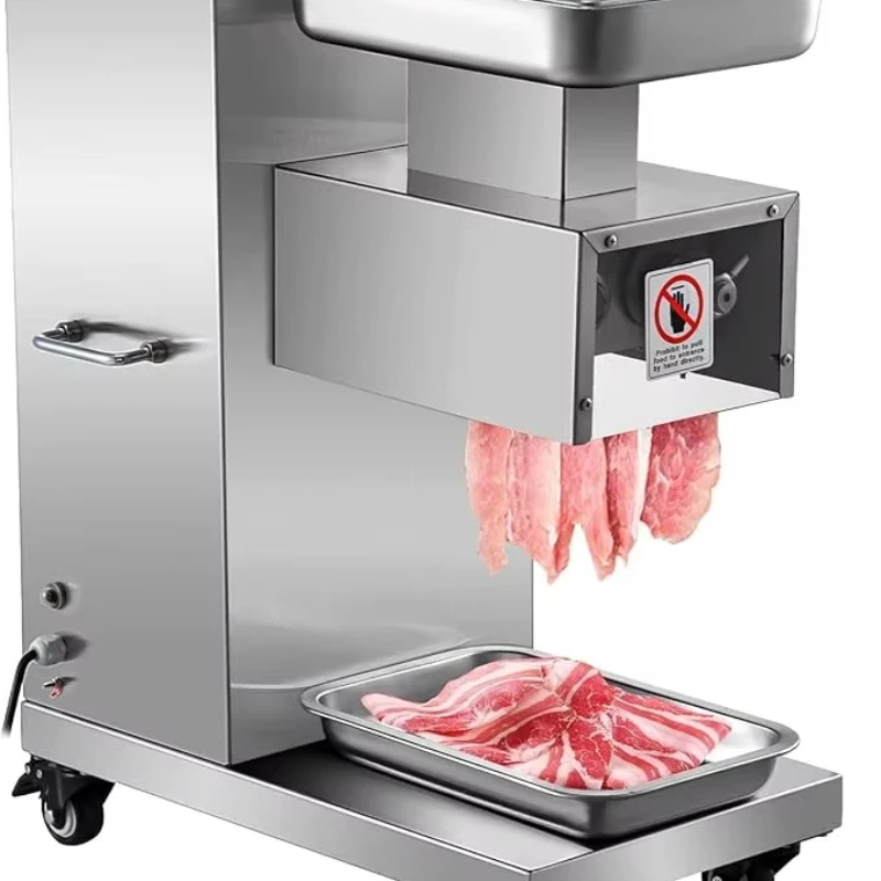 New Hot Set Small 220V Electric Meat Cutter Machine 750W Stainless Steel Blade 3mm Adjustable Thickness Kitchen Restaurant Food