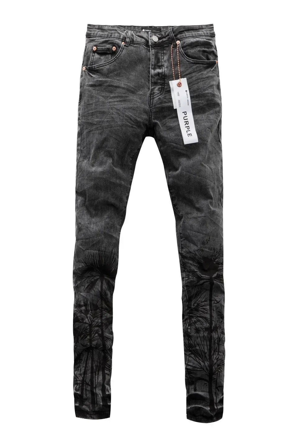 

High qualityPurple brand Jeans distressed trousers printed pencil Label Tinted Black Repair Low Raise Skinny Denim pants