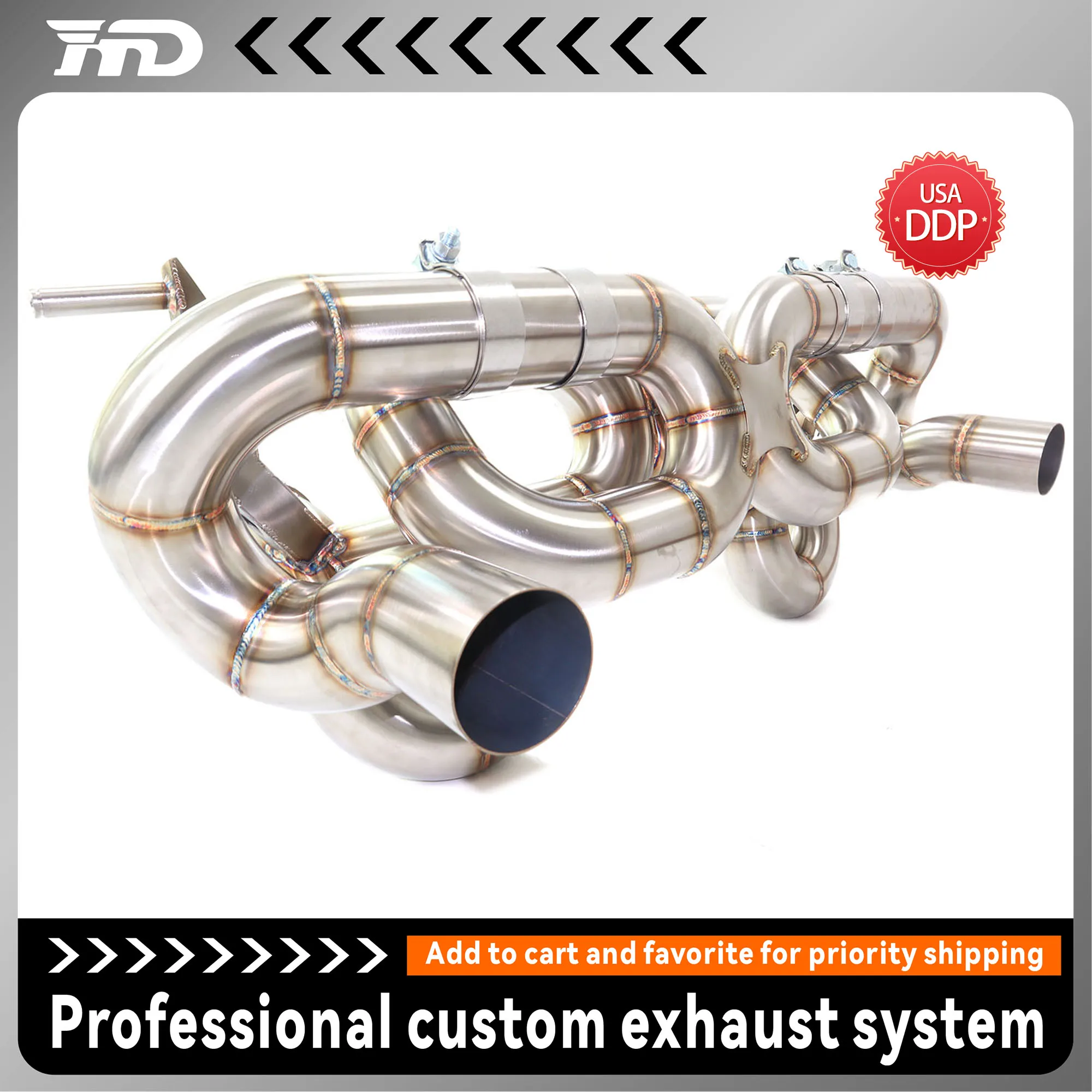 

HMD ss304 Catback for Lamborghini Huracan EVO 5.2L dual x-pipe design without valves accessory upgrade exhaust system