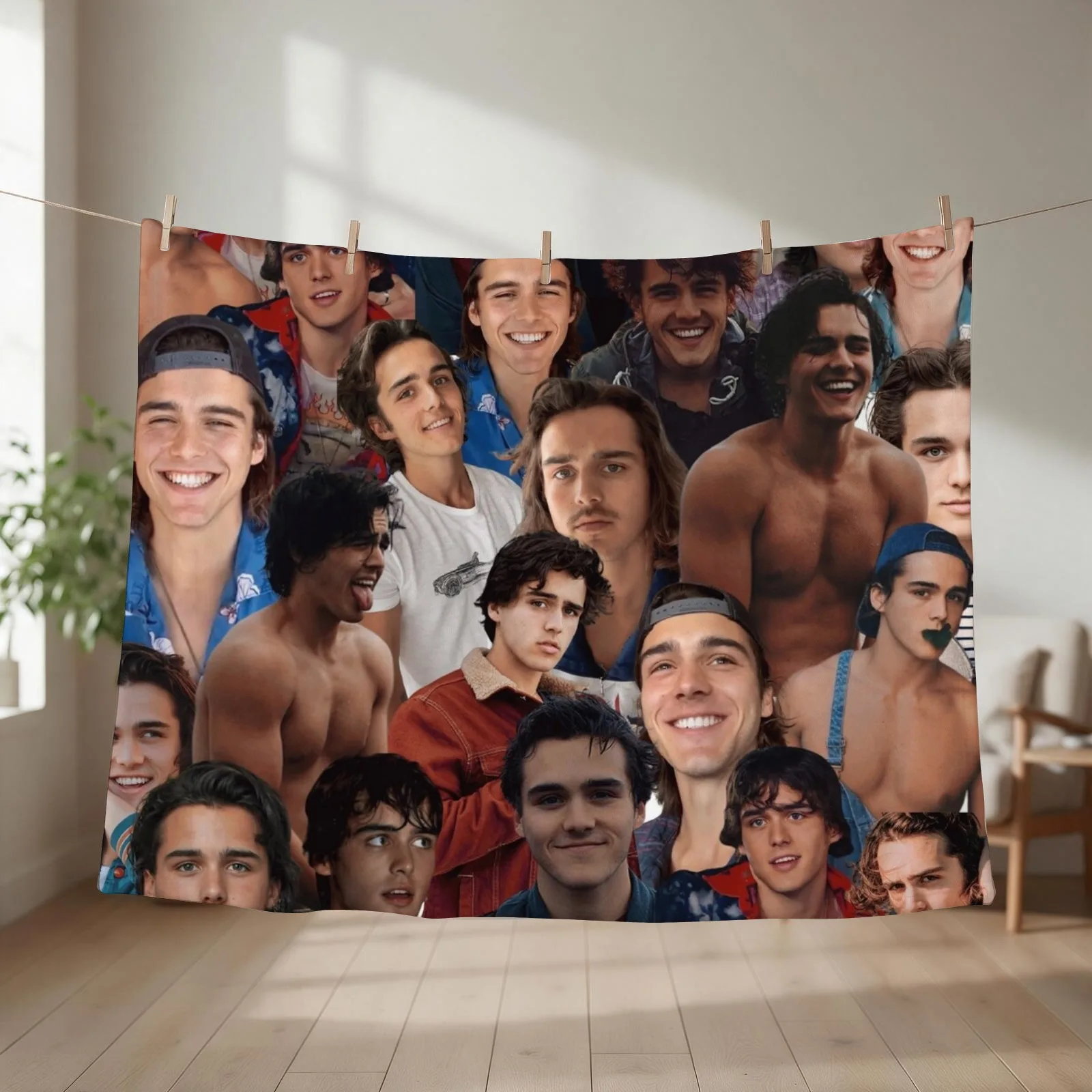charlie gillespie photo collage Throw Blanket couch cozy soft plush fuzzy picnic outdoor blanket