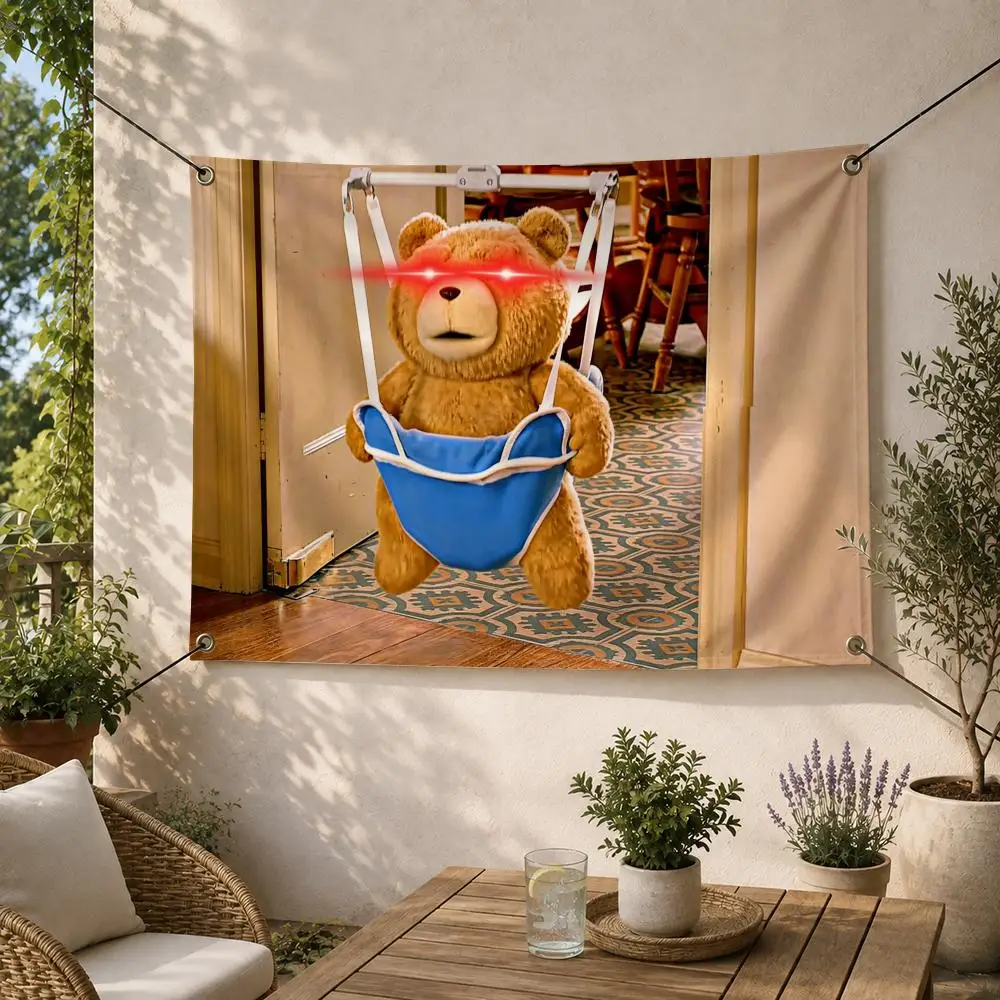 Meme Ted H-Hey Can I Have This Flags Decorative Flag Banner for Outdoor Garden Yard Camping Party Home Wall Hanging Decor