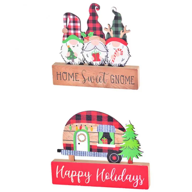 New Christmas Decorations Painted Wooden Ornaments Christmas Cars Faceless Old Rudolph Pattern Christmas Ornaments