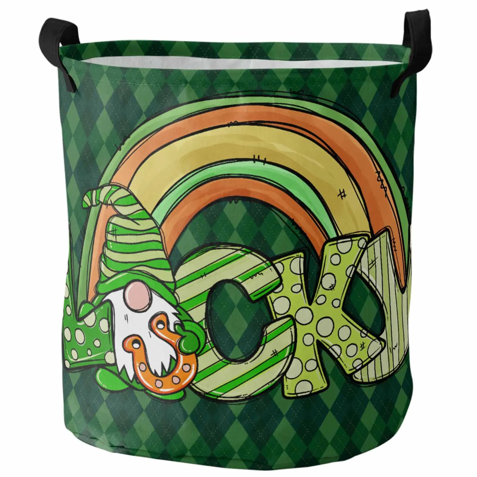 St. Patrick'S Day Dwarf Clover Plaid Pattern Foldable Laundry Basket Kid Toy Storage Waterproof Room Dirty Clothing Organizer