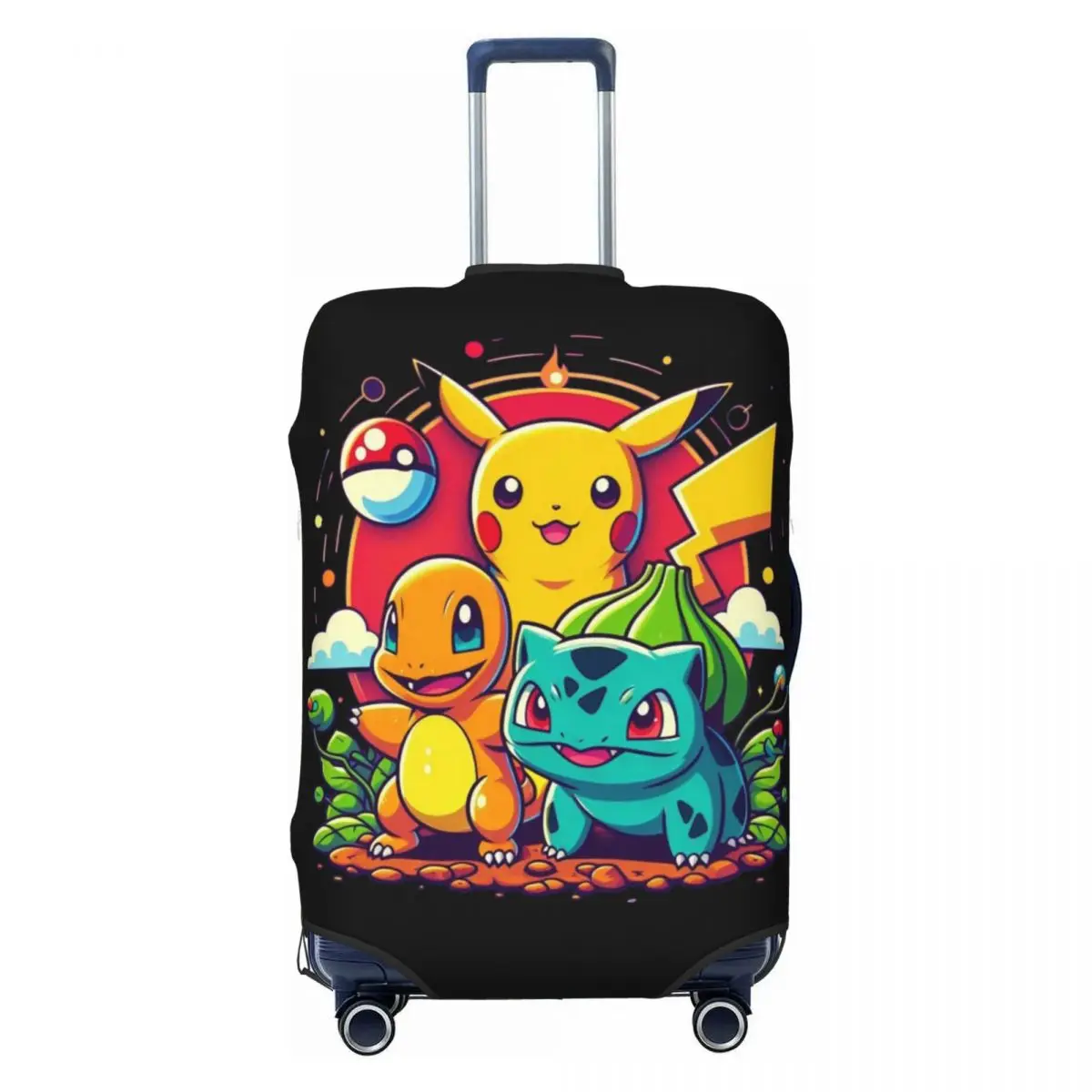 

Custom Bikachus Cartoon Luggage Cover Protector Funny Travel Suitcase Covers for 18-32 Inch