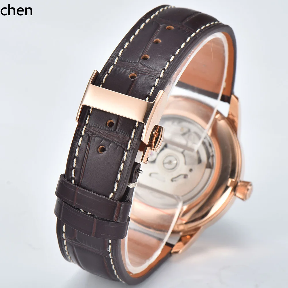 YFY Fully Automatic Mechanical Men's Watch Mineral Glass Waterproof Leather Strap