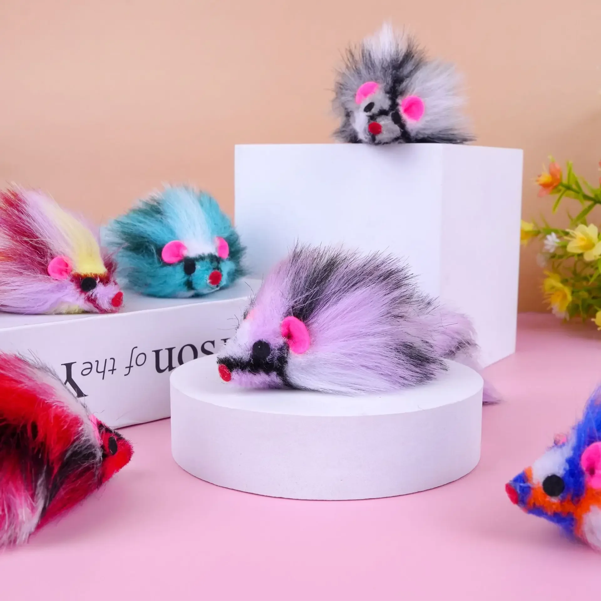

50PC/Lot Pet Cat Toys Plush False Mouse Cat Toys Colorful Feather Playing Toys for Kitten Cat Supplies