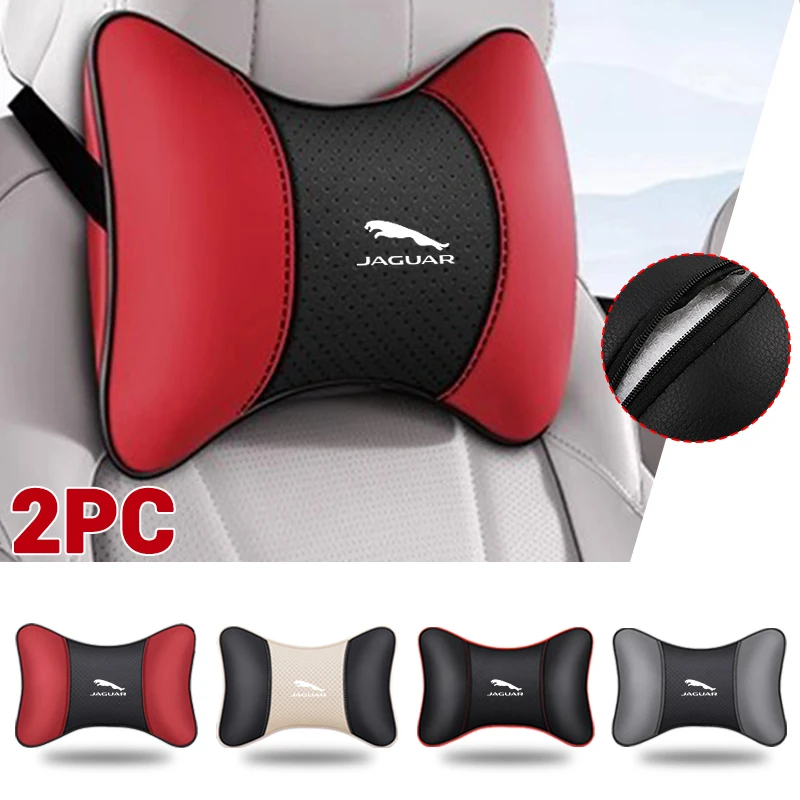 2PCS Car Headrest Neck Pillow Auto Car Neck Cushion Memory Foam For Jaguar XF XE XJ F-Type F-Pace XFR XKR XEL XFL XK Accessories