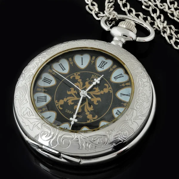 

Silver Pattern Special Design Dial Mechanical Pocket Watch Retro Gentleman Pendant Accessory Fob Chain Men's Watch Gift
