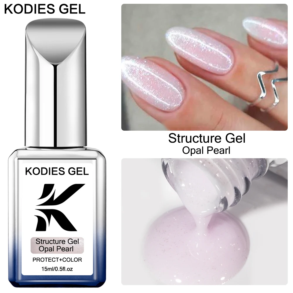 

KODIES GEL Structure Rubber Base Gel Nail Polish 15ML Pearl Shimmer Pink Glitter UV Semi Permanent Soak Off Camouflage Varnish