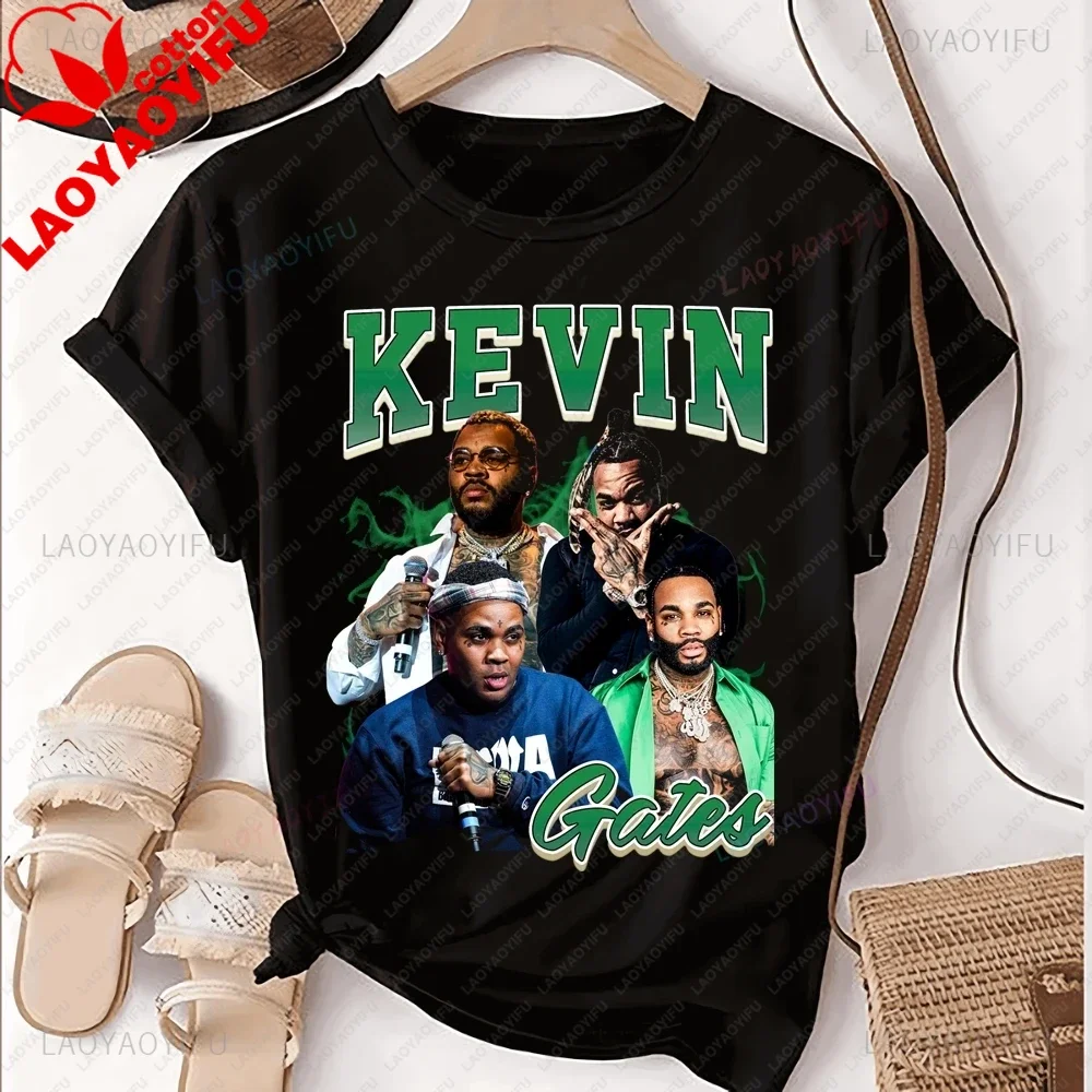 Vintage Kevin Gates Rapper Poster Printed T-shirt Top Kevin Gates Trend Harajuku Short Sleeved Unisex Shirt Cotton T-shirt