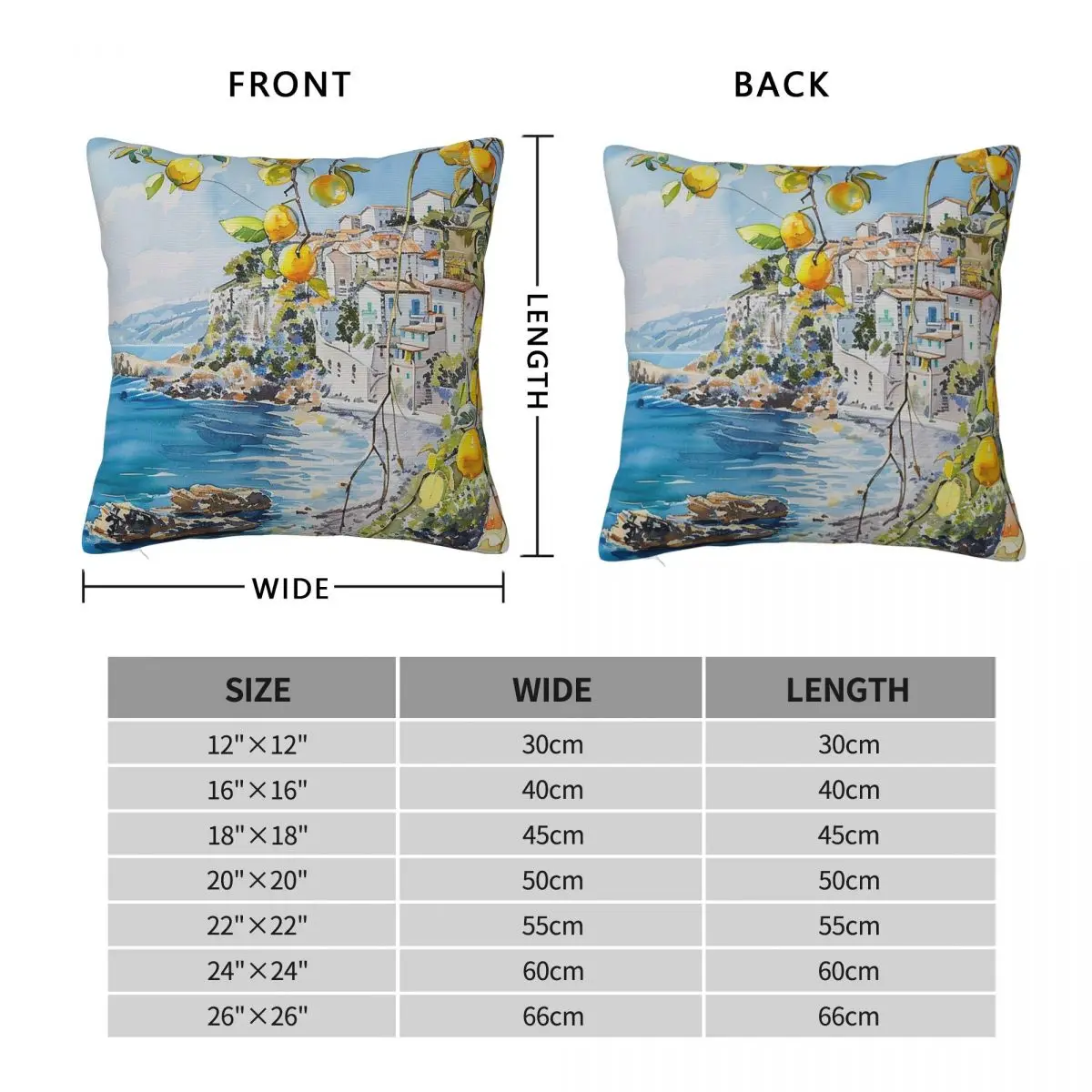 A Summer On Italian Coast Square Pillowcase Polyester Linen Velvet Printed Decorative Pillow Sofa Seater Cushion Cover 45x45