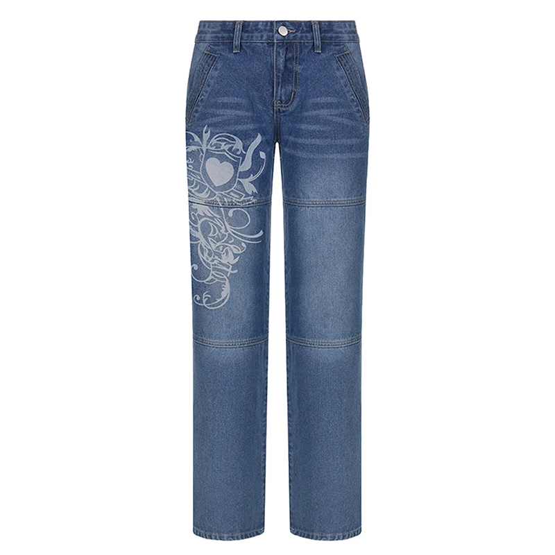 Jean Baggy Décontracté pour Femme, Pantalon en Denim, Taille Haute, Vintage, Jambes Larges, Streetwear, E-Girl