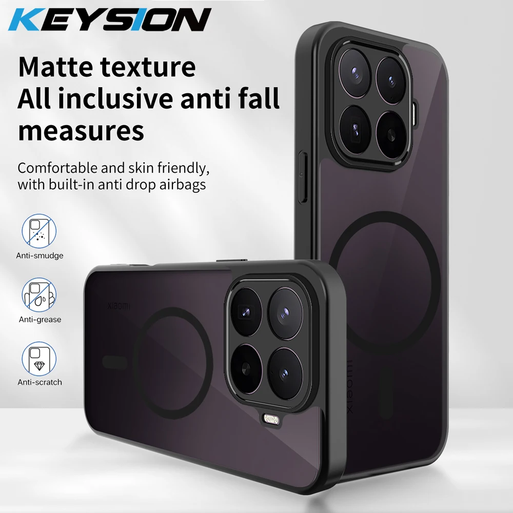 

KEYSION Magnetic Phone Case for Xiaomi 17T Pro 5G Silicone+PC Matte Translucent Black Shockproof Cover for Xiaomi 17T 17T Pro