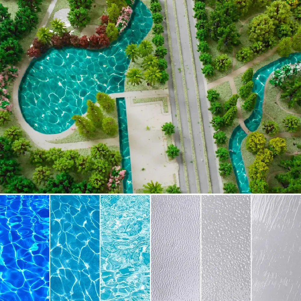Simulazione di carta adesivo a grana d'acqua accessori fai da te decalcomania paesaggistica dell'acqua blu trasparente Ocean Rivers Sand Table Making