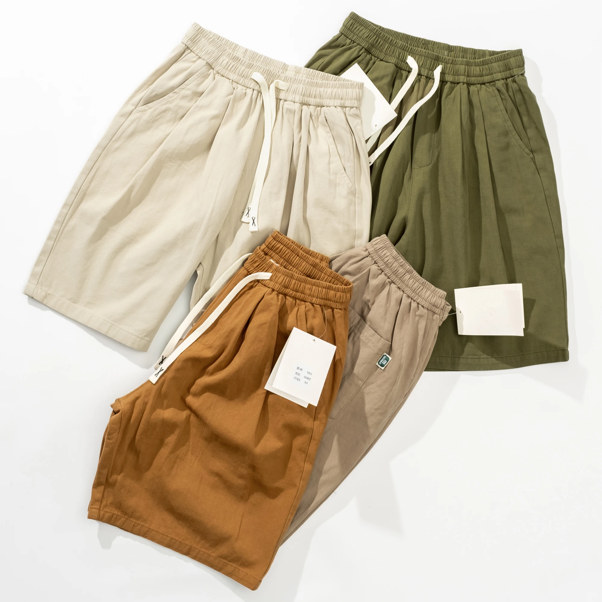 

Японские летние свободные брюки-чинос из тонкого чистого хлопка цвета хаки, молодежные, повседневные, прямого кроя, в стиле рабочей одежды