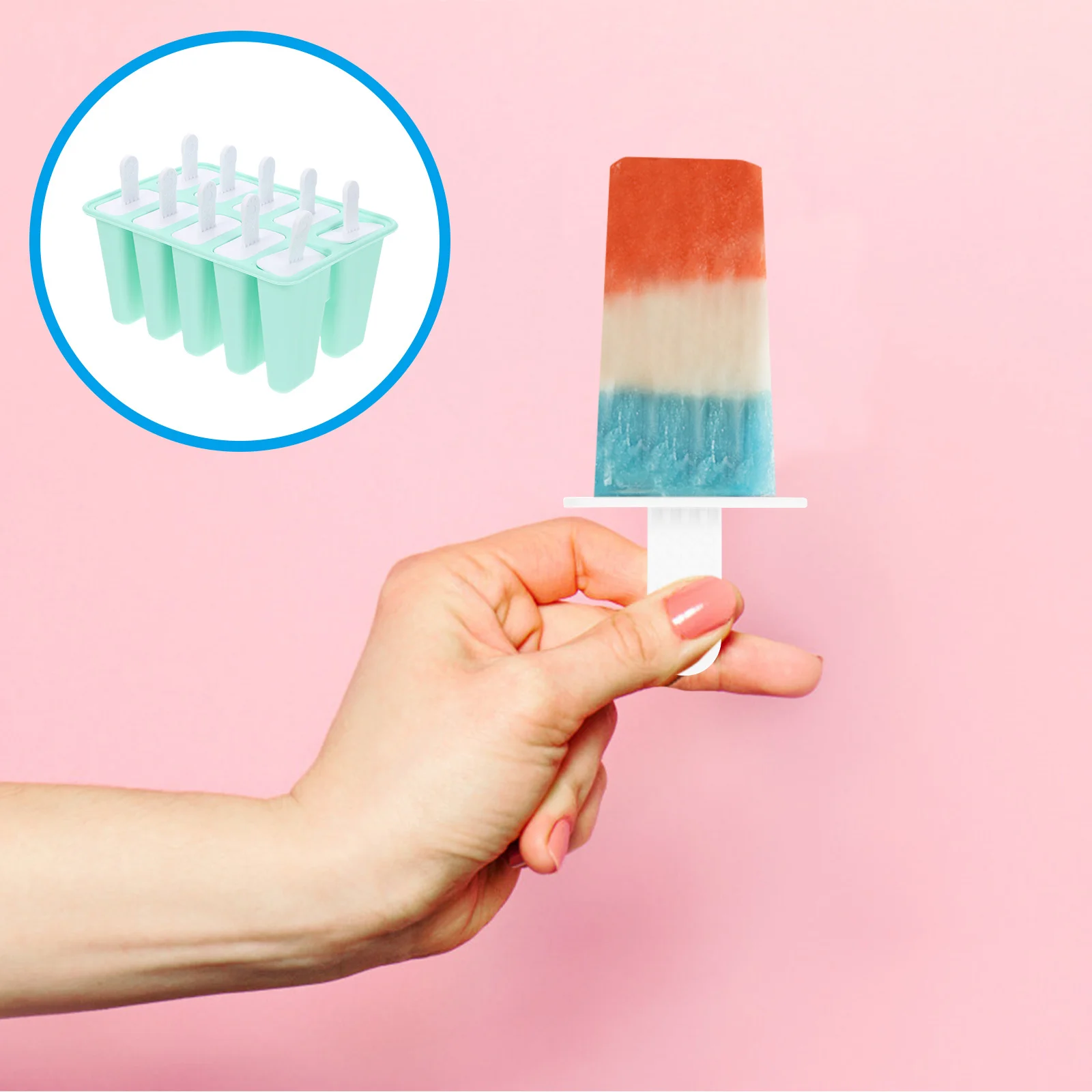 

Silicone Ice Cream Mold 10 Grids Easy Shape Food Grade Ice Lolly Mold Yogurt Pudding Jelly Maker Reusable