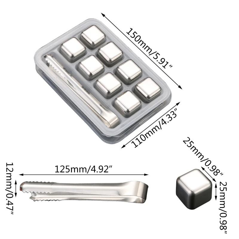 Reusable Ice Cubes Metal Stones Stainless Steel Ice Cubes For Whiskey Cooling Chilling Ice Cubes Beverage Juice Stones