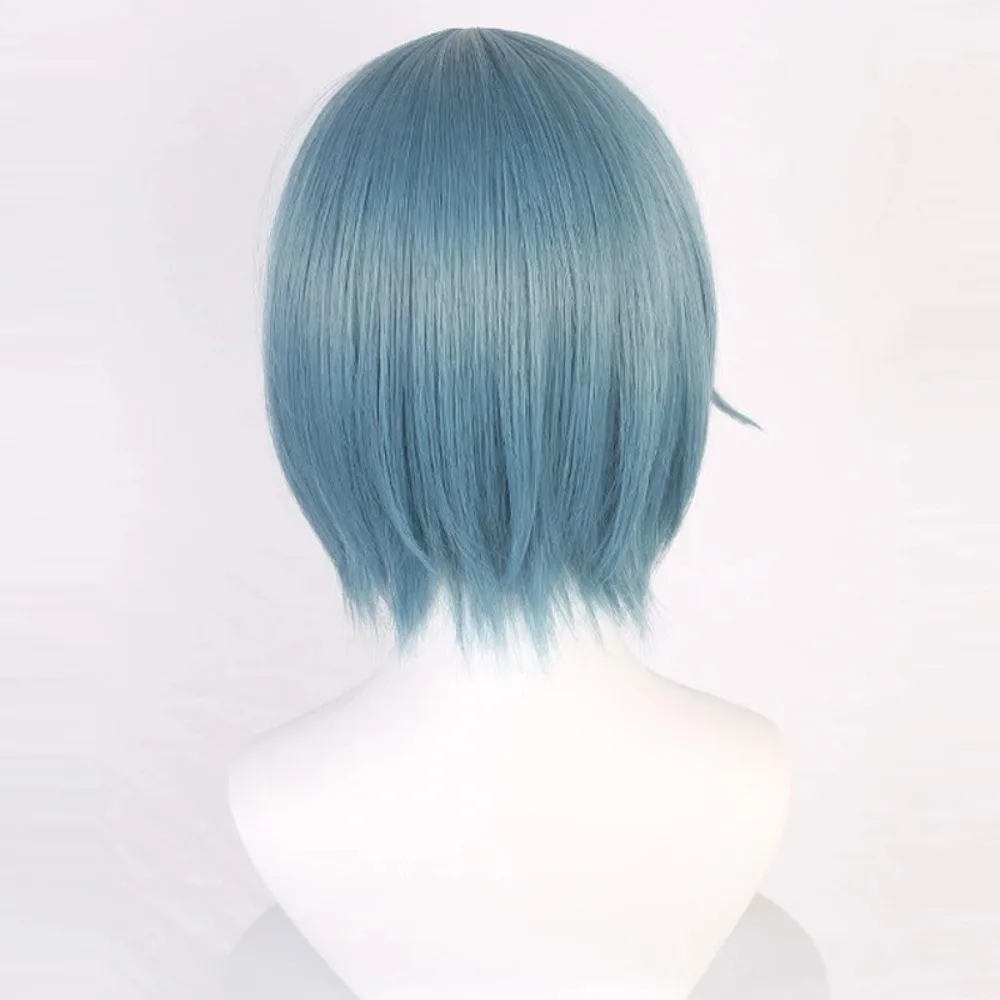 Peruka Cosplay Magiczna Dziewczyna Little Round Saya Jia Meishu Saya Fragrance Jasnoniebieska Bobo Krótkie Włosy z Wewnętrznym Guzikiem Peruki Postaci z Anime