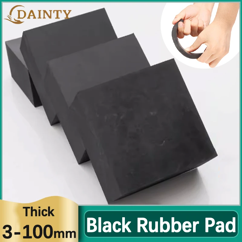 Thickness 3-100mm Square Industrial Rubber Pad Elastic Anti Slip Damping Gasket Shockproof Rubber Pads Black