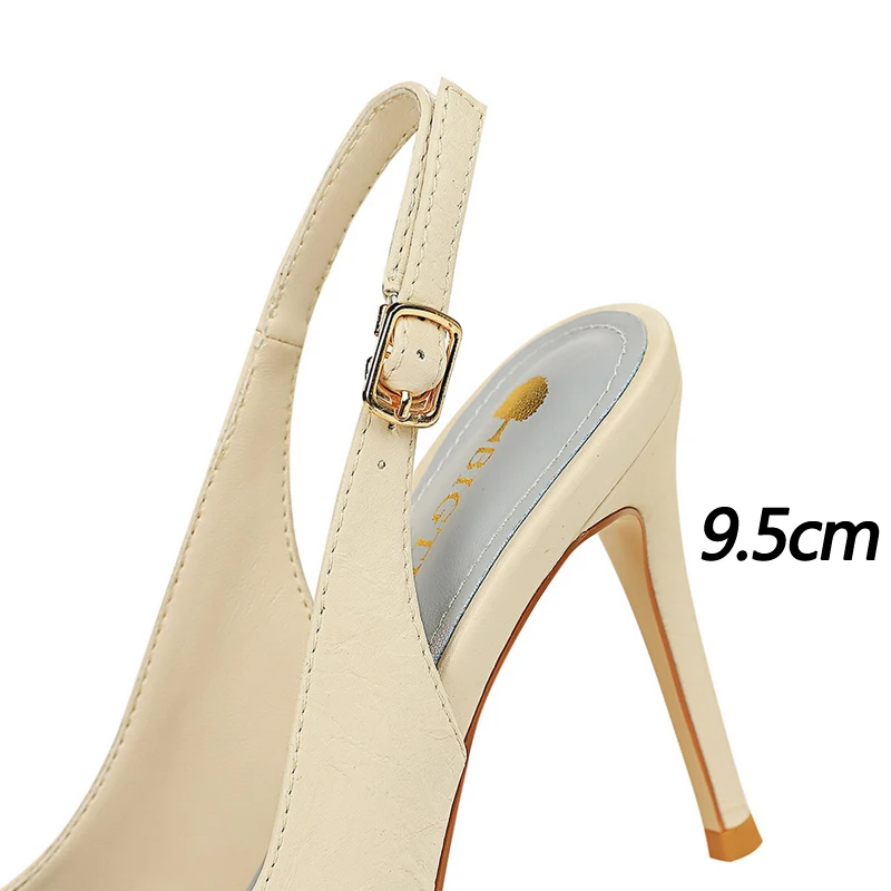 BIGTREE Shoes Pointed Toe Women Pumps Metal Square Buckle High Heels Stiletto Sexy Party Shoes Summer Women Sandals Size 42 43