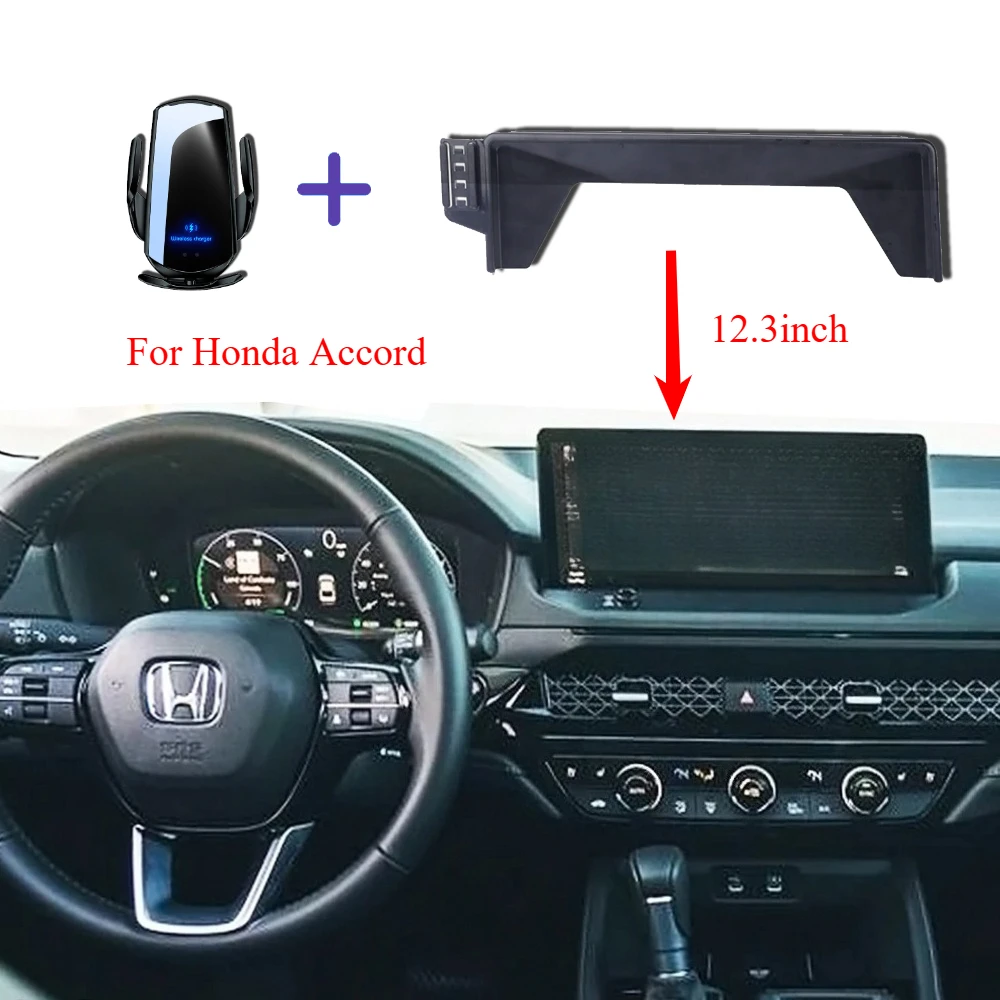

Автомобильный держатель для телефона Honda Accord 2023 2024 12,3-дюймовый экран, фиксированный навигационный кронштейн, 15 Вт, аксессуары для беспроводного зарядного устройства