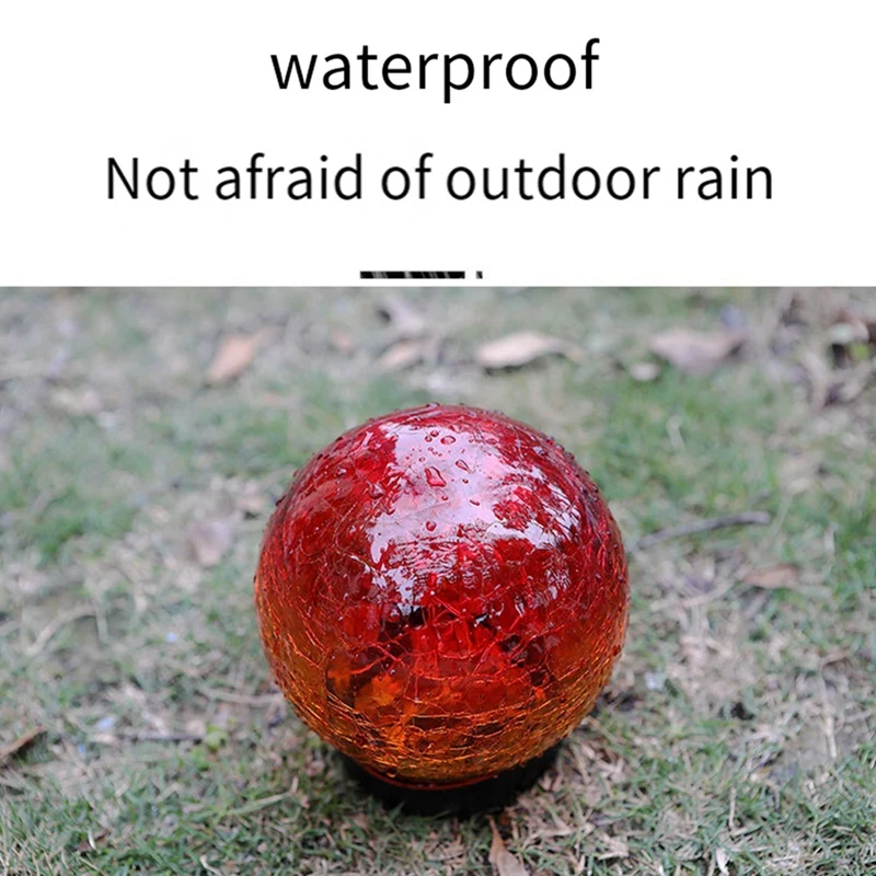 ソーラーボールライトLICE-2Pcs,屋外の庭の装飾,ひびの入ったガラス,中庭,装飾的な小道,芝生