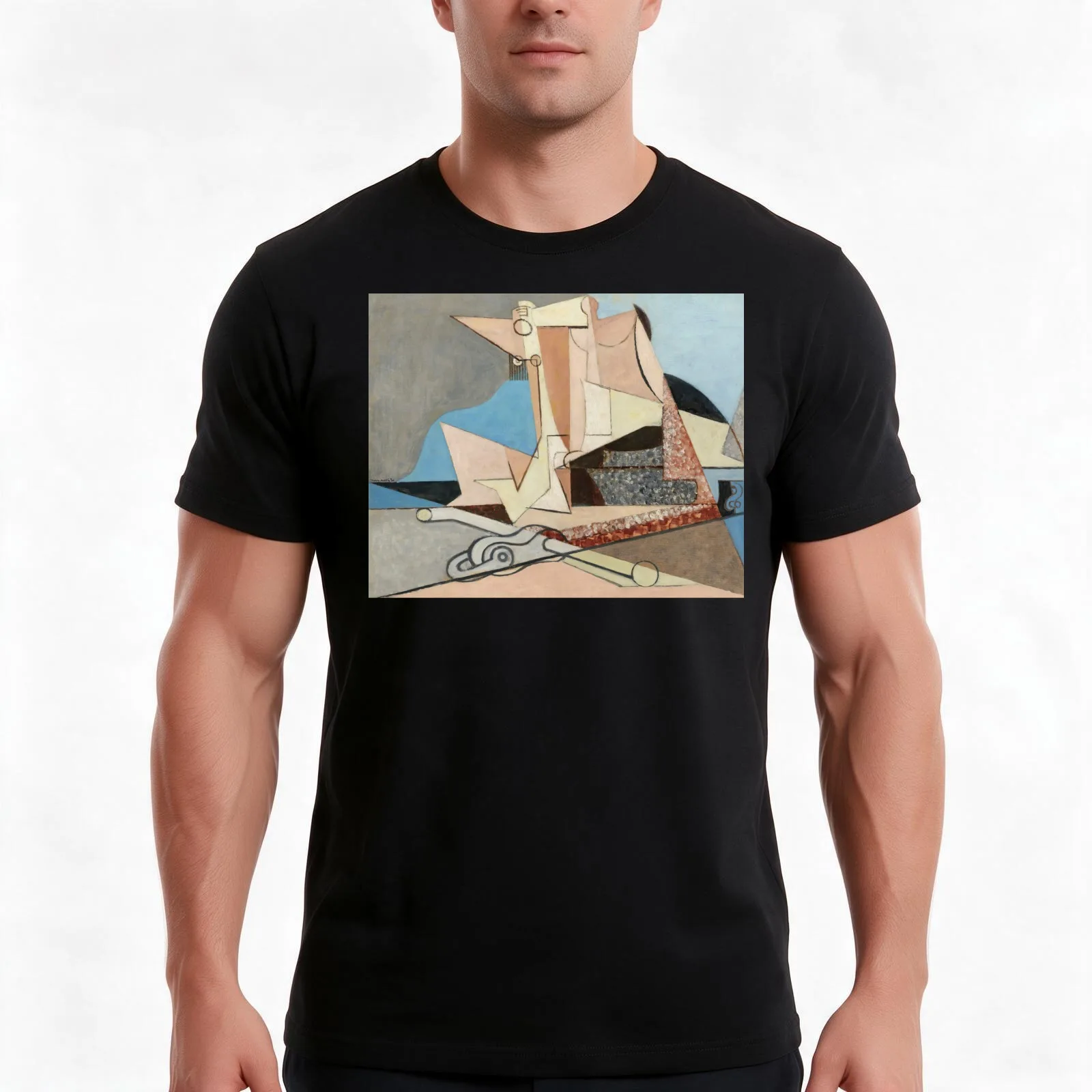 Louis Marcoussis Figures Et Ancre Marine T-Shirt, Summer Casual Cotton Tee, Oversized Streetwear Tops, Vintage Graphic Print