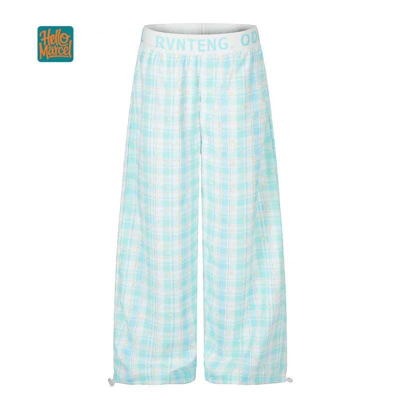 HELLOMARCEL EU US Size Luxury Quality Casual Pants Plaid And Star Print Loose-Fitting Wide-Leg Jogger Pants For Women