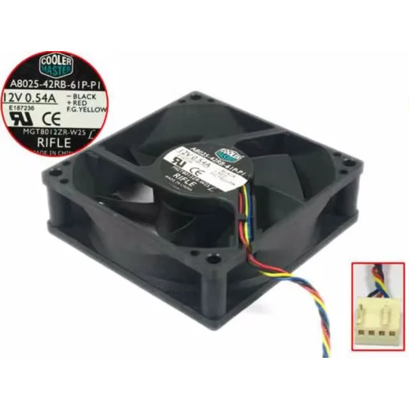 Cooler Master A8025-42RB-61P-P1 DC 12V 0.54A 80x80x25mm 4-wire Server Cooling Fan