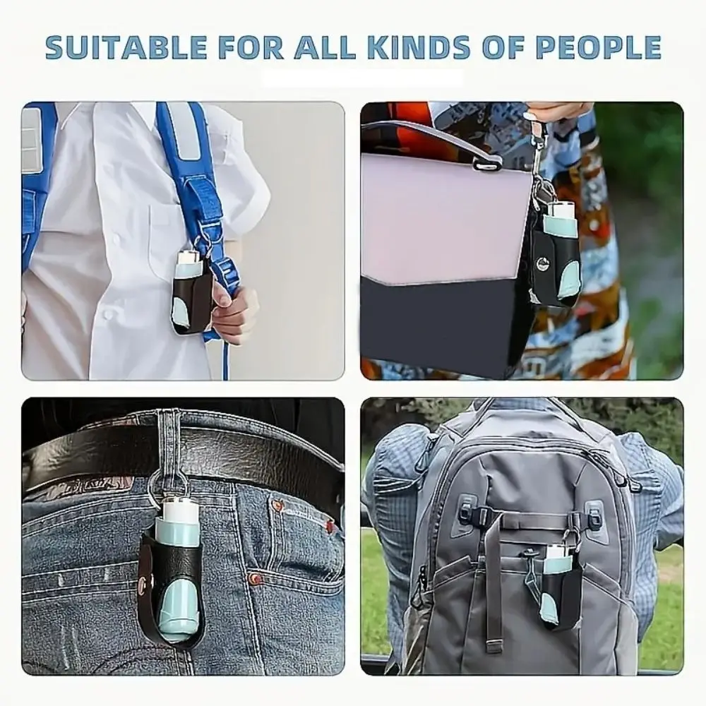 PU Spray Bottle Storage Bag Protective Compact Inhaler Spacer Holder with Buckle Lightweight Inhaler Key Chain Daily Use