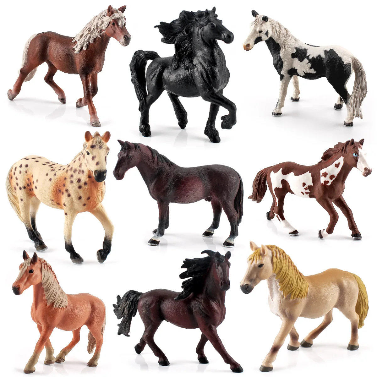 16 Kinds of Children's solid zoo model decoration simulation horse ranch Haverin male horse Arabian horse toy