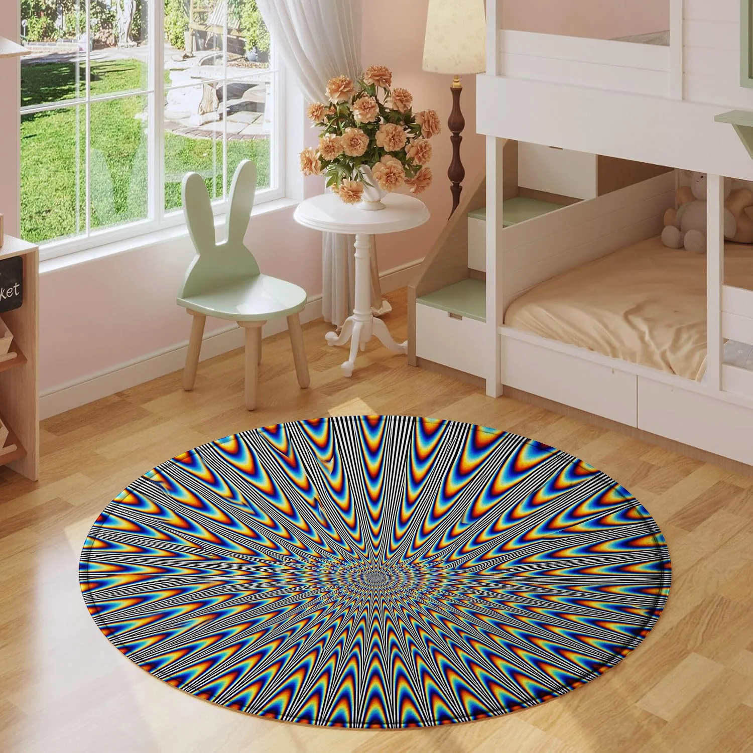 Optical Illusion Spiral Round Rug, 3D Visual Effect Non-Slip Floor Mat, Modern Geometric Circle Carpet for Entryway  Living Room