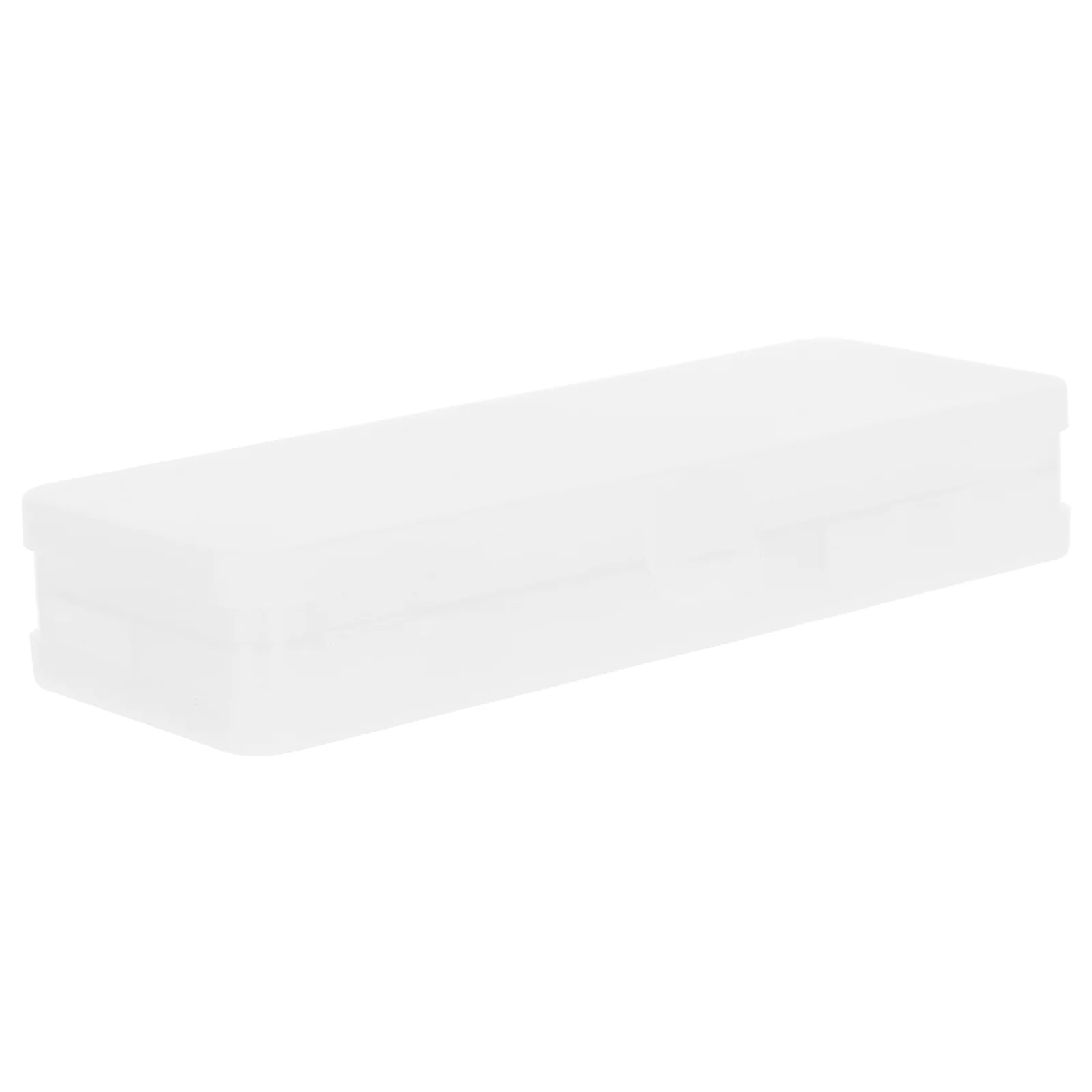 

Large Capacity Double Compartment Transparent Frosted Pencil Case Snap Closure Hard Plastic Pencil Box for Adults Office