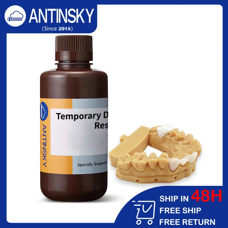 [ANTINSKY] Temporary Dental Model Resin for DLP LCD 3D Printer Resin 405nm High Precision Teeth Textured Appearance 500g