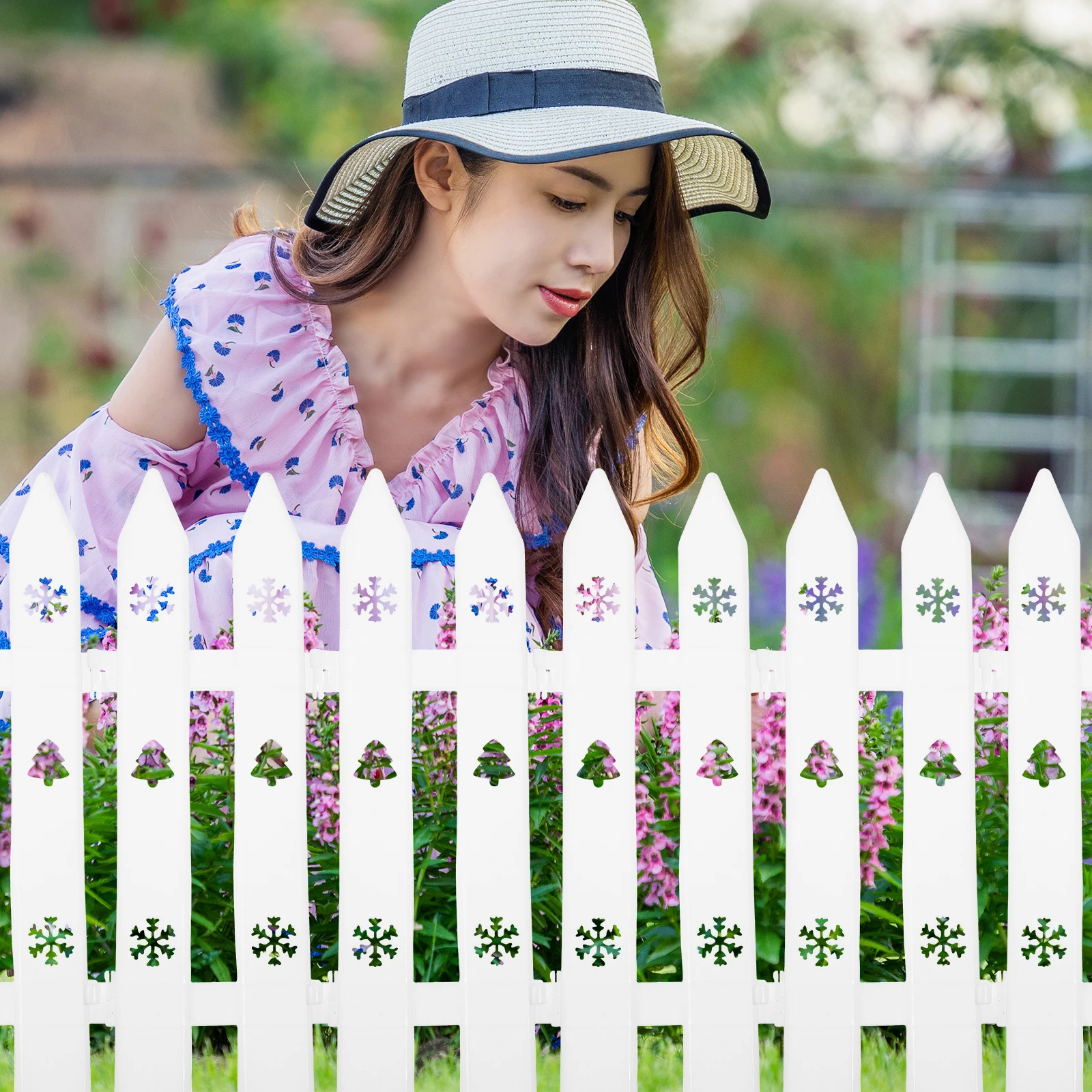 

20Pcs Plastic Decorative Christmas Tree Fence Garden Fence Lawn Border Yard Balcony Courtyard Scene Divider Garden Decoration