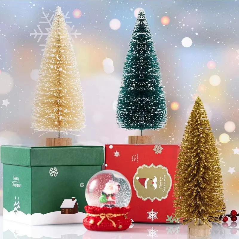 Miniature Artificial Christmas Tree Mini Snow Frost Tree Christmas DIY Party Decoration Craft Christmas Ornament Party Decor