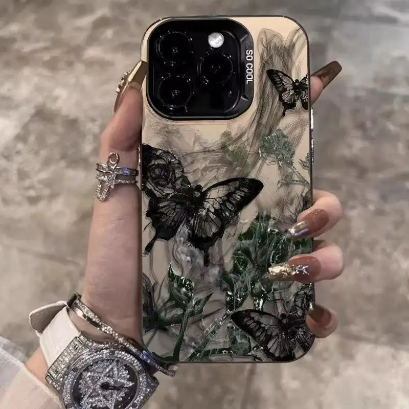 

Estheticism Creative Ink Dyed Butterfly Phone Case For IPhone 16 15 14 13 12 11Promax XS XR 7 8 Plus Shockproof Phone Case Cover