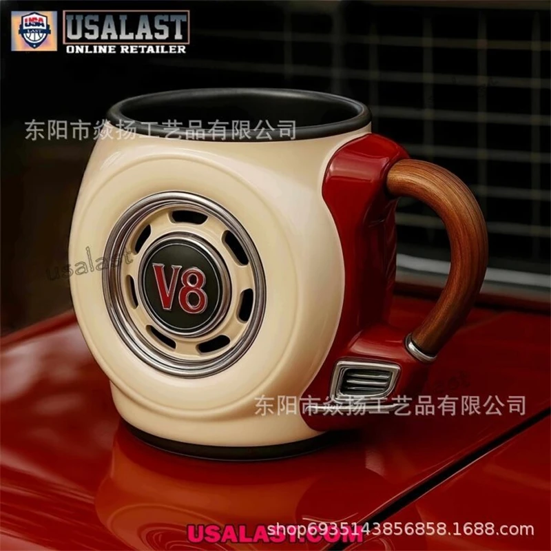 V8 Brake Caliper Handle Mug Classic Resin Engine Coffee Cup For Car Lovers Home Office Kitchen Decor Gift For Fathers Day