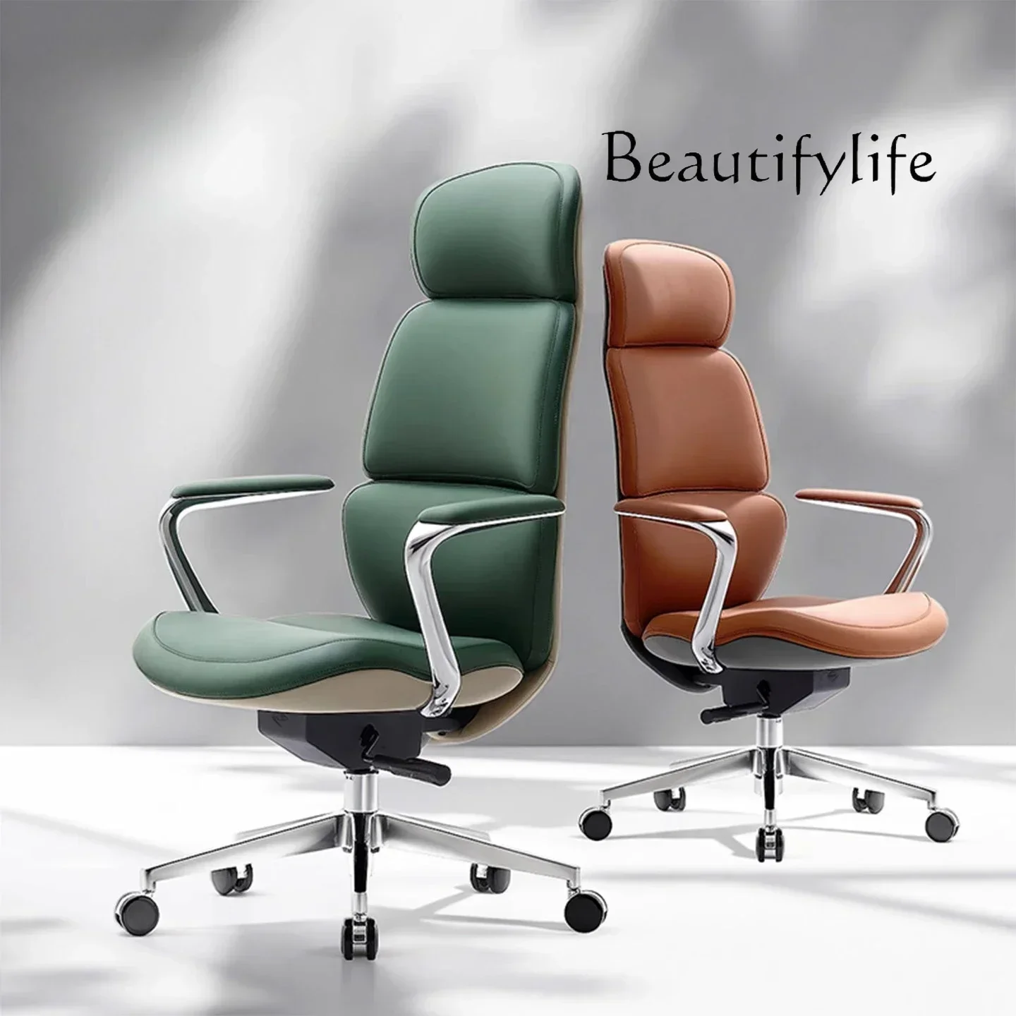 NEW c Leather Boss Chair Ergonomic Chair Sedentary Comfortable Backrest Computer Office Chair
