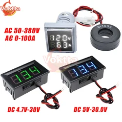 AC 50-380V DC 4.5-30V Voltmetro digitale Amperometro Display a LED blu + verde Amp Voltmetro Tester di tensione per auto moto