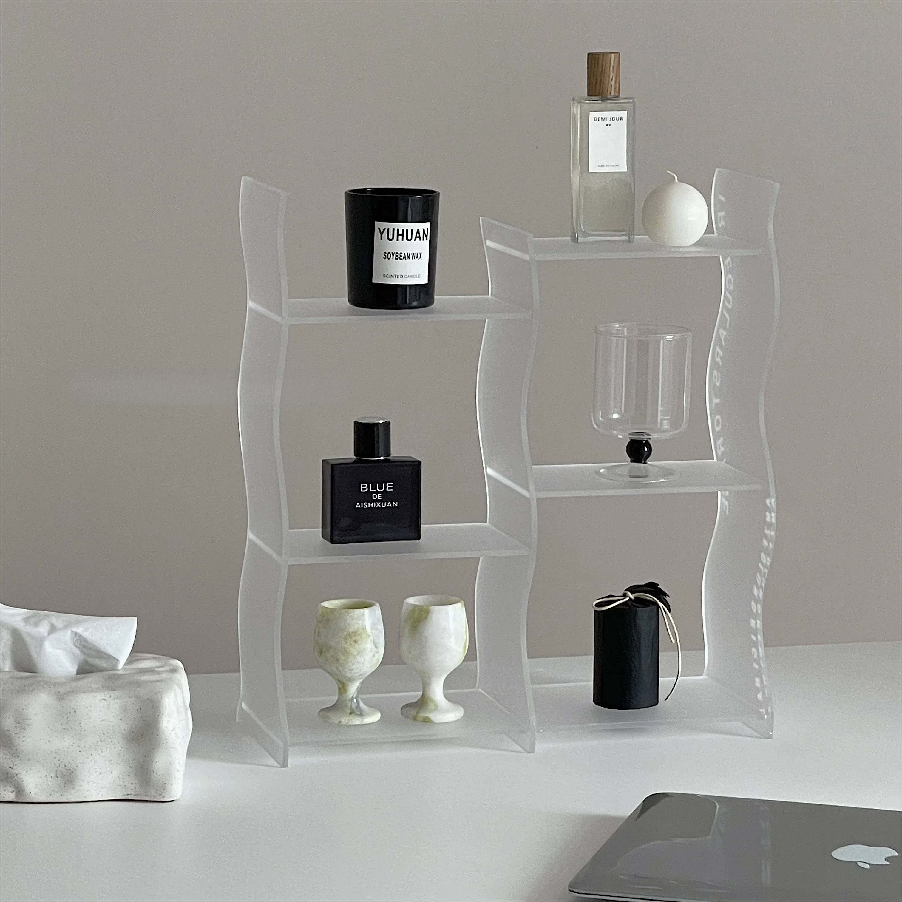 Desktop multi-layer acrylic cup cosmetic storage rack, small figurine display rack