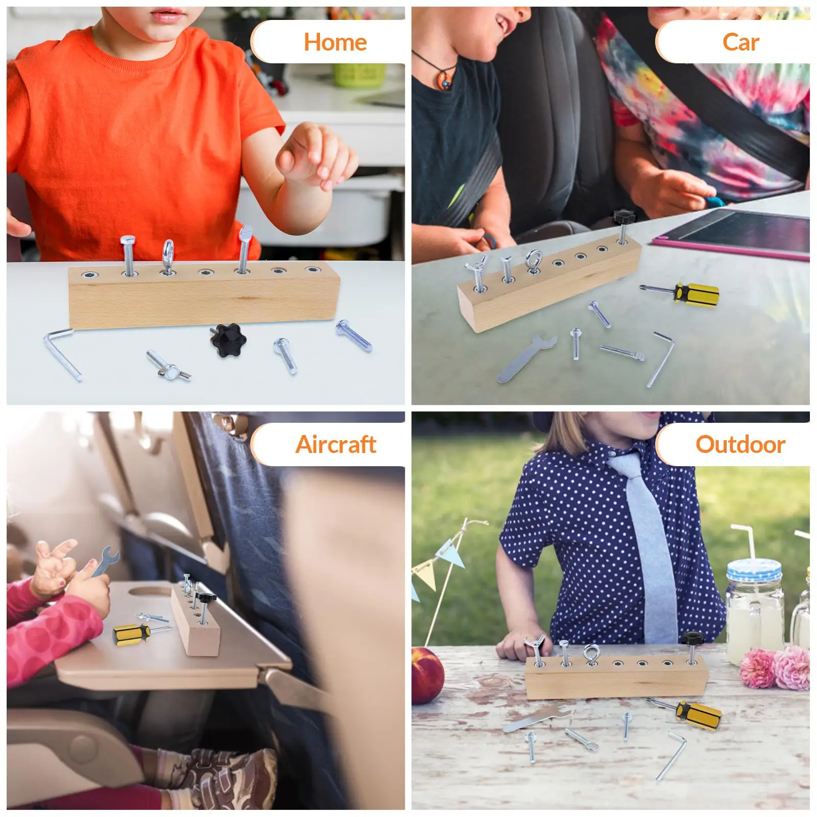 Screwdriver Board Set Wooden Screw Board for Children from 3 Years Boys