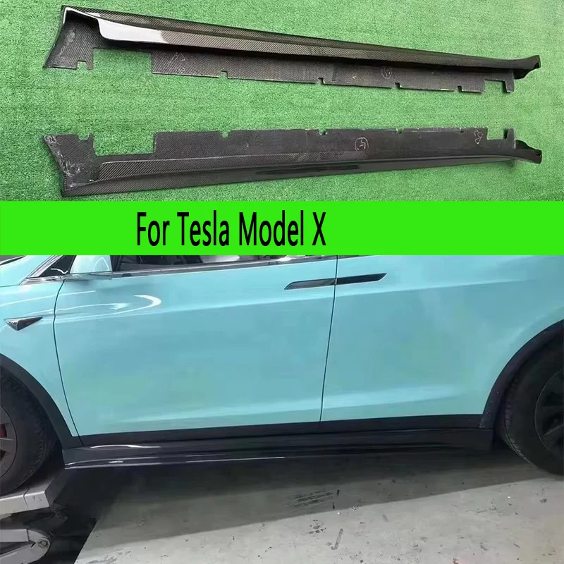 

For Tesla Model X Carbon Fiber Side Skirt Splitters Cupwings Winglets Canards Apron Bumper Side Skirts Cover Auto Parts body kit