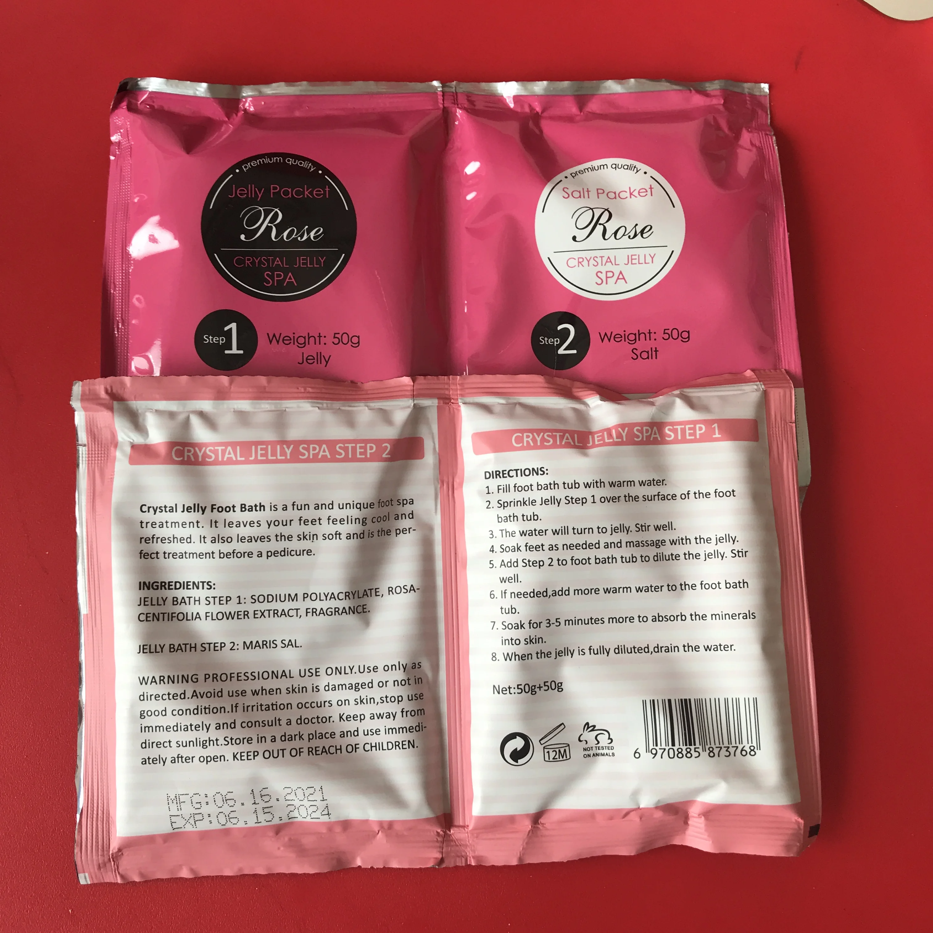 100G Rose Kristallen Jelly Pedicure Ontspannen Bad Zee Zouten Spa