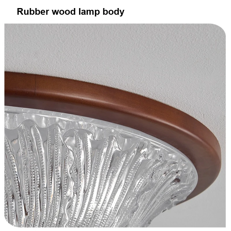 SANDYHA Retro Style Bedroom Ceiling Light Living Room Decoration LED Lamp Study Lighting Fixture Walnut Acrylic Lampshade Design
