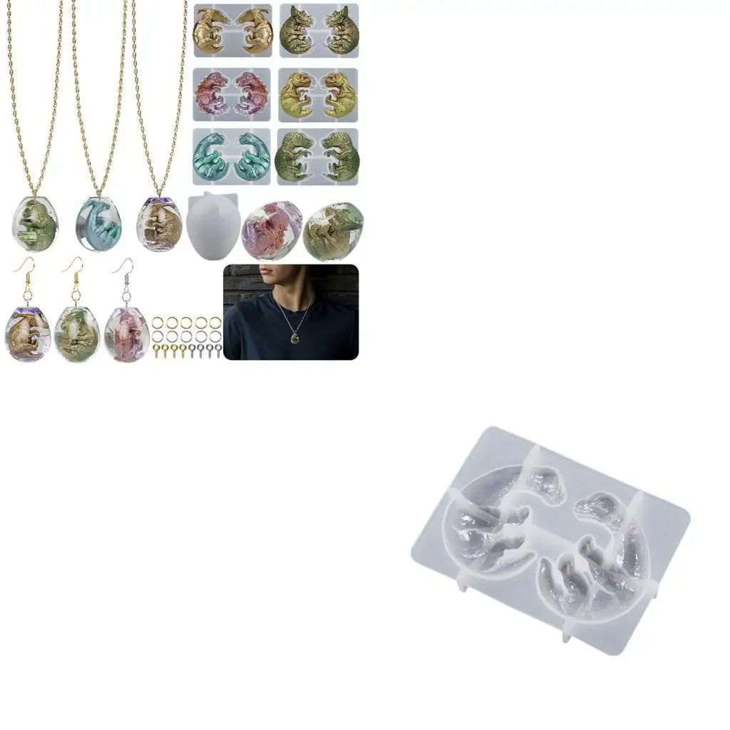 

9HJK Neckalce Resin Mold Dragon Egg Silicone Mold for Resin Earring Jewelry Making