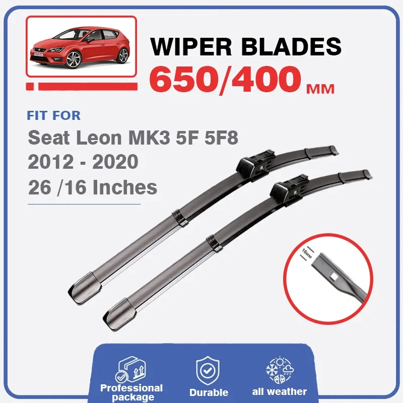 

For Seat Leon 3 MK3 5F 5F8 2012-2020 2013 2014 2015 2016 2017 2018 2019 Front Wiper Blades Windshield Window 26"16" Accessories